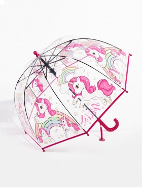 Kids Clear Unicorn Patterned Umbrella